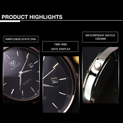 YAZOLE 308 Luminous Quartz Watch Men Watch, White Tray Brown Belt, White Tray Black Belt, Black Tray Black Belt, Black Tray Brown Belt, White Tray Silver Steel Strip, Black Tray Silver Steel Strip, Black Shell Black Tray Black Belt