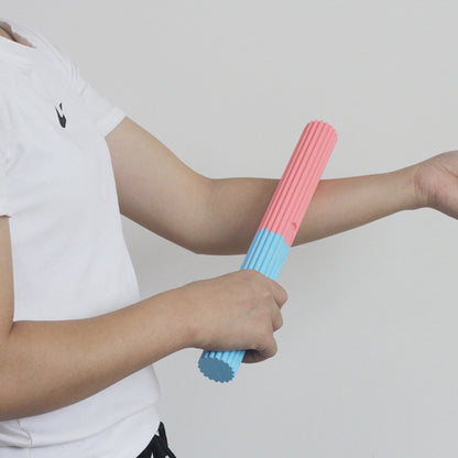 Silicone Multifunctional Fitness Bar Rehabilitation Training Arm Strength Bar Wrist Strength Forging Resistance Bar, 3.4x32cm Light Blue + Pink, 3.4x32cm Light Blue + Gray