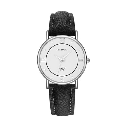 YAZOLE 279 Business Casual Analog Quartz Couple Watch, White Tray Black Belt Small, White Tray White Belt Small, White Tray Brown Belt Small, Black Tray Brown Belt Small, Black Tray Black Belt Small, White Tray Black Belt Large