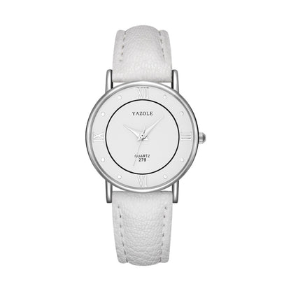 YAZOLE 279 Business Casual Analog Quartz Couple Watch, White Tray Black Belt Small, White Tray White Belt Small, White Tray Brown Belt Small, Black Tray Brown Belt Small, Black Tray Black Belt Small, White Tray Black Belt Large