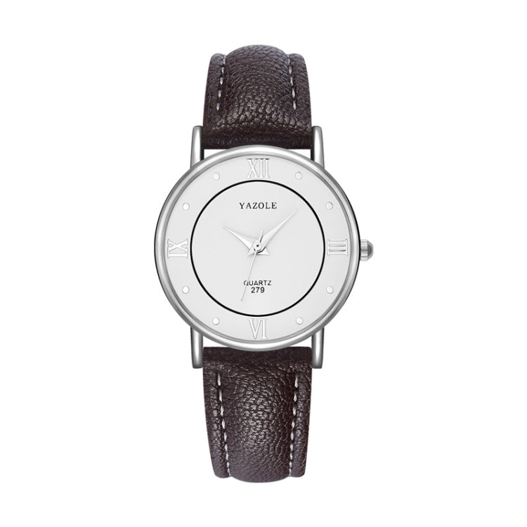 YAZOLE 279 Business Casual Analog Quartz Couple Watch, White Tray Black Belt Small, White Tray White Belt Small, White Tray Brown Belt Small, Black Tray Brown Belt Small, Black Tray Black Belt Small, White Tray Black Belt Large