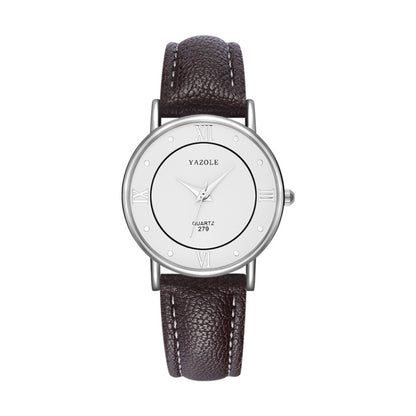 YAZOLE 279 Business Casual Analog Quartz Couple Watch, White Tray Black Belt Small, White Tray White Belt Small, White Tray Brown Belt Small, Black Tray Brown Belt Small, Black Tray Black Belt Small, White Tray Black Belt Large