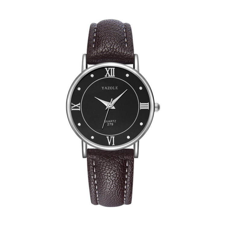 YAZOLE 279 Business Casual Analog Quartz Couple Watch, White Tray Black Belt Small, White Tray White Belt Small, White Tray Brown Belt Small, Black Tray Brown Belt Small, Black Tray Black Belt Small, White Tray Black Belt Large