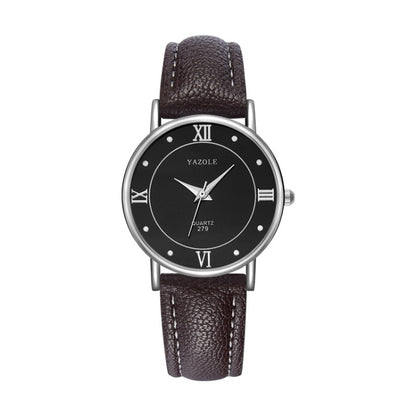 YAZOLE 279 Business Casual Analog Quartz Couple Watch, White Tray Black Belt Small, White Tray White Belt Small, White Tray Brown Belt Small, Black Tray Brown Belt Small, Black Tray Black Belt Small, White Tray Black Belt Large