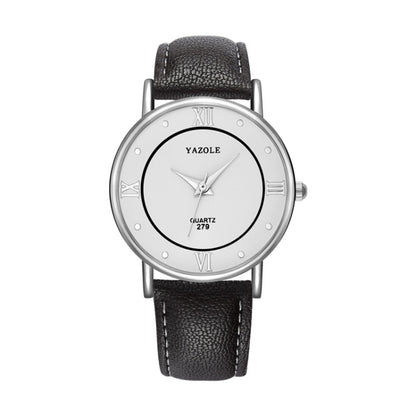 YAZOLE 279 Business Casual Analog Quartz Couple Watch, White Tray Black Belt Small, White Tray White Belt Small, White Tray Brown Belt Small, Black Tray Brown Belt Small, Black Tray Black Belt Small, White Tray Black Belt Large
