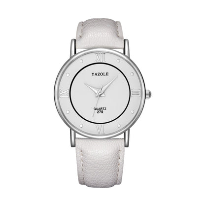 YAZOLE 279 Business Casual Analog Quartz Couple Watch, White Tray Black Belt Small, White Tray White Belt Small, White Tray Brown Belt Small, Black Tray Brown Belt Small, Black Tray Black Belt Small, White Tray Black Belt Large