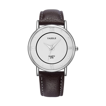 YAZOLE 279 Business Casual Analog Quartz Couple Watch, White Tray Black Belt Small, White Tray White Belt Small, White Tray Brown Belt Small, Black Tray Brown Belt Small, Black Tray Black Belt Small, White Tray Black Belt Large