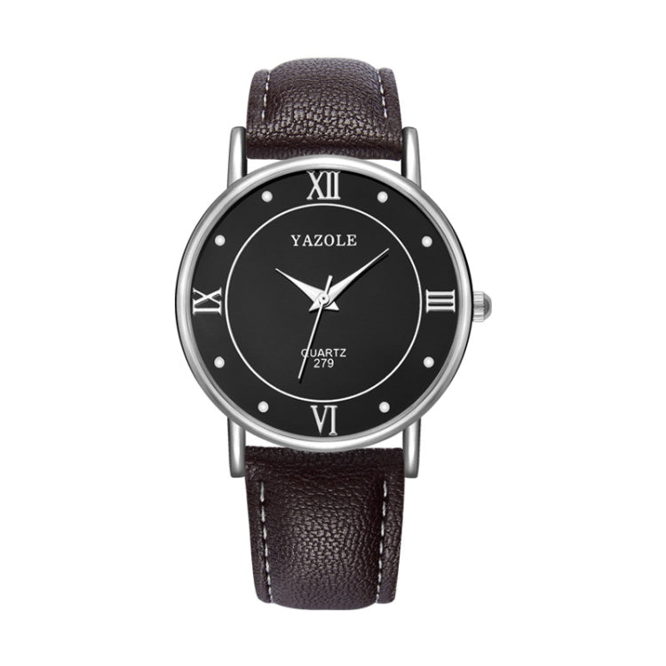 YAZOLE 279 Business Casual Analog Quartz Couple Watch, White Tray Black Belt Small, White Tray White Belt Small, White Tray Brown Belt Small, Black Tray Brown Belt Small, Black Tray Black Belt Small, White Tray Black Belt Large