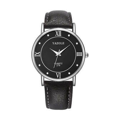 YAZOLE 279 Business Casual Analog Quartz Couple Watch, White Tray Black Belt Small, White Tray White Belt Small, White Tray Brown Belt Small, Black Tray Brown Belt Small, Black Tray Black Belt Small, White Tray Black Belt Large