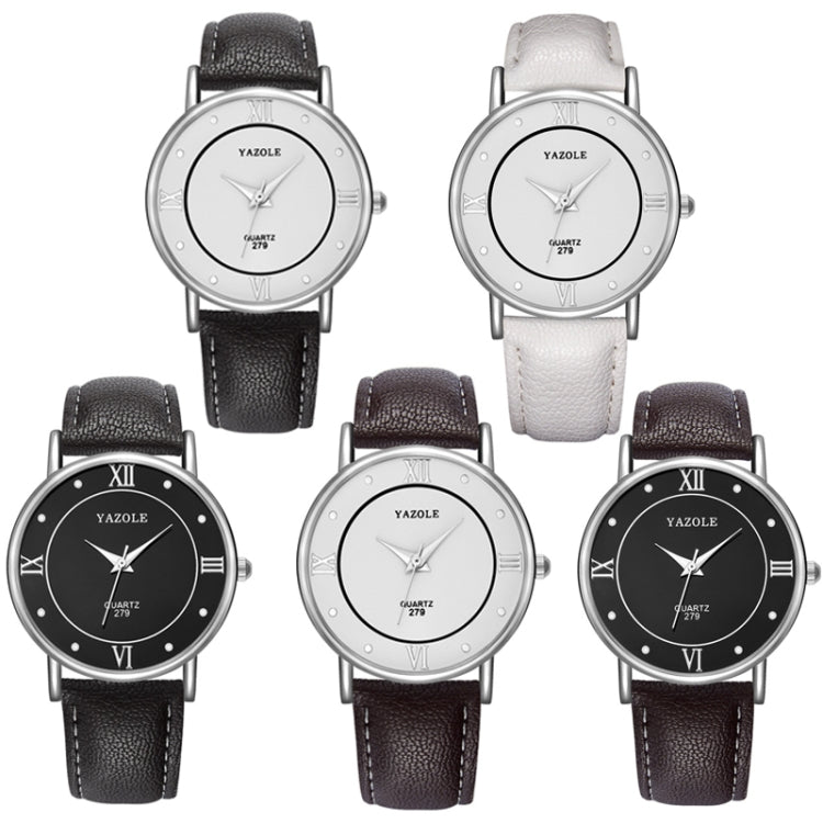 YAZOLE 279 Business Casual Analog Quartz Couple Watch, White Tray Black Belt Small, White Tray White Belt Small, White Tray Brown Belt Small, Black Tray Brown Belt Small, Black Tray Black Belt Small, White Tray Black Belt Large