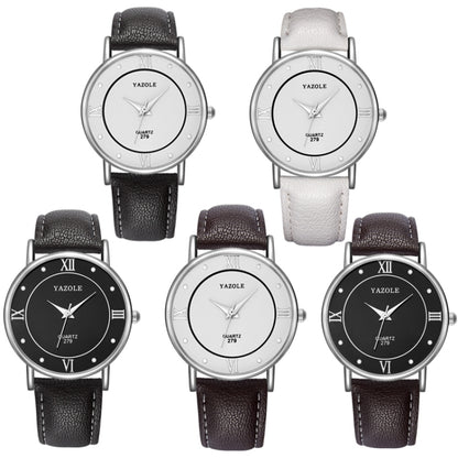 YAZOLE 279 Business Casual Analog Quartz Couple Watch, White Tray Black Belt Small, White Tray White Belt Small, White Tray Brown Belt Small, Black Tray Brown Belt Small, Black Tray Black Belt Small, White Tray Black Belt Large