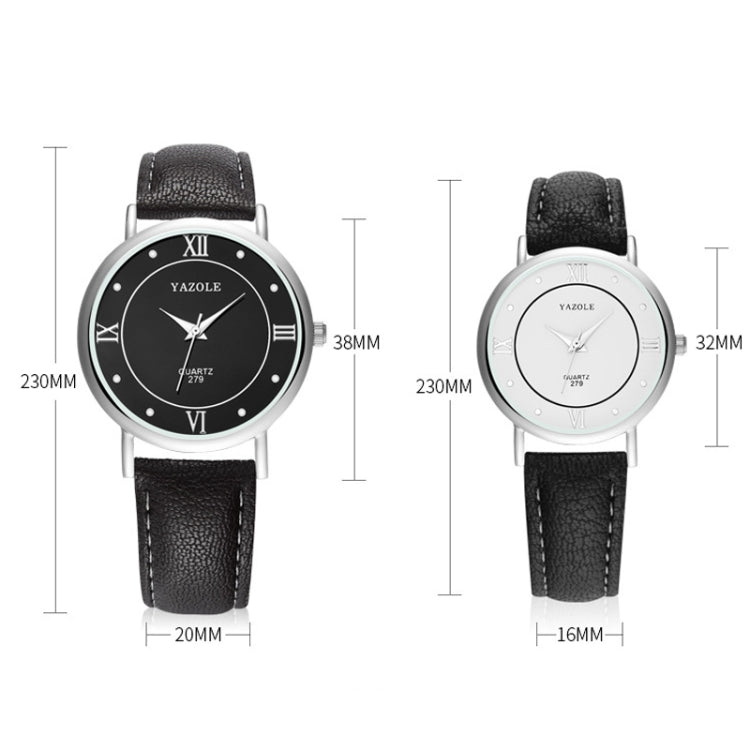 YAZOLE 279 Business Casual Analog Quartz Couple Watch, White Tray Black Belt Small, White Tray White Belt Small, White Tray Brown Belt Small, Black Tray Brown Belt Small, Black Tray Black Belt Small, White Tray Black Belt Large