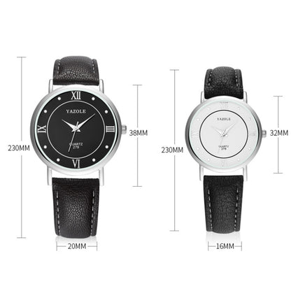 YAZOLE 279 Business Casual Analog Quartz Couple Watch, White Tray Black Belt Small, White Tray White Belt Small, White Tray Brown Belt Small, Black Tray Brown Belt Small, Black Tray Black Belt Small, White Tray Black Belt Large