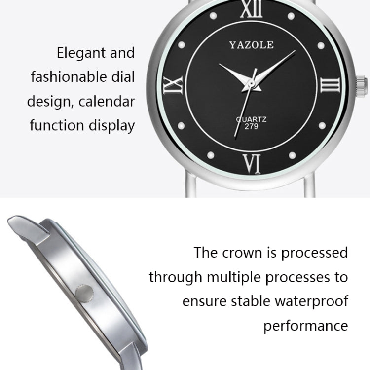 YAZOLE 279 Business Casual Analog Quartz Couple Watch, White Tray Black Belt Small, White Tray White Belt Small, White Tray Brown Belt Small, Black Tray Brown Belt Small, Black Tray Black Belt Small, White Tray Black Belt Large
