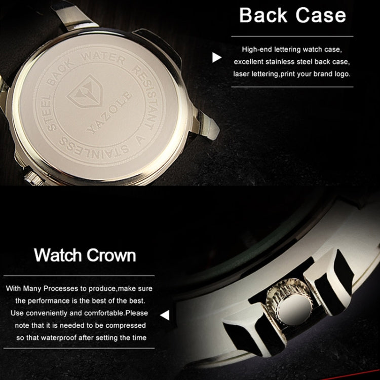 YAZOLE 350 Three-eyes Men Sports Watch Quartz Watch, Black Tray Black Belt, Black Tray Brown Belt, White Tray Black Belt, White Tray Brown Belt