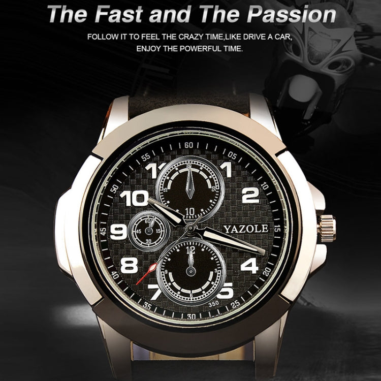 YAZOLE 350 Three-eyes Men Sports Watch Quartz Watch, Black Tray Black Belt, Black Tray Brown Belt, White Tray Black Belt, White Tray Brown Belt