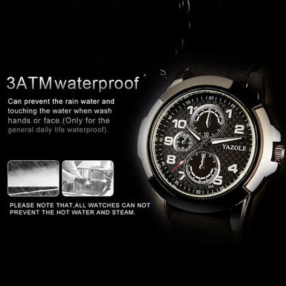 YAZOLE 350 Three-eyes Men Sports Watch Quartz Watch, Black Tray Black Belt, Black Tray Brown Belt, White Tray Black Belt, White Tray Brown Belt