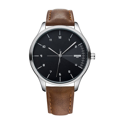 YAZOLE 502 Arabic Numerals Men Business Watch Fashion Quartz Watch, Silver Shell Black Tray Black Belt, Silver Shell White Tray Black Belt, Silver Shell Black Tray Brown Belt, Silver Shell White Tray Brown Belt, Black Shell Black Tray Black Belt