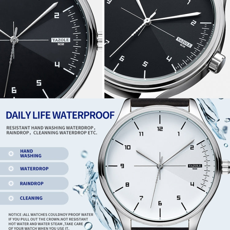 YAZOLE 502 Arabic Numerals Men Business Watch Fashion Quartz Watch, Silver Shell Black Tray Black Belt, Silver Shell White Tray Black Belt, Silver Shell Black Tray Brown Belt, Silver Shell White Tray Brown Belt, Black Shell Black Tray Black Belt