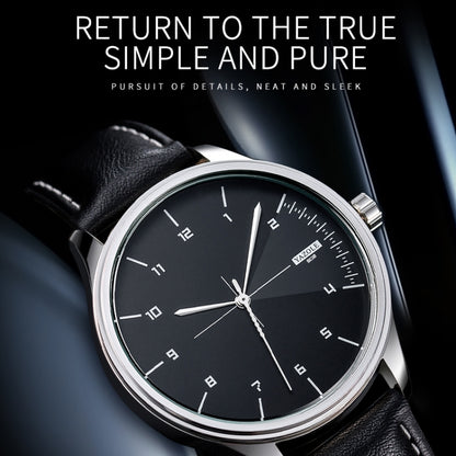 YAZOLE 502 Arabic Numerals Men Business Watch Fashion Quartz Watch, Silver Shell Black Tray Black Belt, Silver Shell White Tray Black Belt, Silver Shell Black Tray Brown Belt, Silver Shell White Tray Brown Belt, Black Shell Black Tray Black Belt