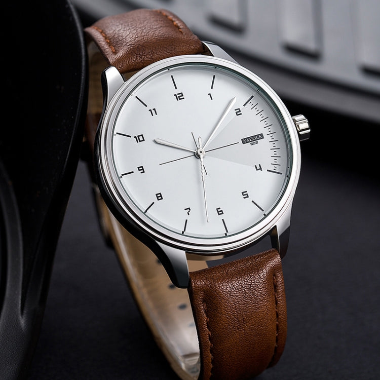 YAZOLE 502 Arabic Numerals Men Business Watch Fashion Quartz Watch, Silver Shell Black Tray Black Belt, Silver Shell White Tray Black Belt, Silver Shell Black Tray Brown Belt, Silver Shell White Tray Brown Belt, Black Shell Black Tray Black Belt