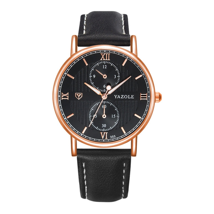 YAZOLE 355 Two-eyes Luminous Business Men Quartz Watch, White Tray Black Belt, White Tray Brown Belt, Black Tray Black Belt, Black Tray Brown Belt, White Tray Light Brown Belt, Black Tray Light Brown Belt