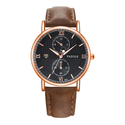 YAZOLE 355 Two-eyes Luminous Business Men Quartz Watch, White Tray Black Belt, White Tray Brown Belt, Black Tray Black Belt, Black Tray Brown Belt, White Tray Light Brown Belt, Black Tray Light Brown Belt