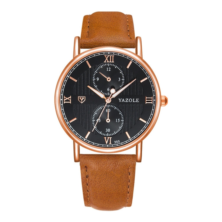 YAZOLE 355 Two-eyes Luminous Business Men Quartz Watch, White Tray Black Belt, White Tray Brown Belt, Black Tray Black Belt, Black Tray Brown Belt, White Tray Light Brown Belt, Black Tray Light Brown Belt