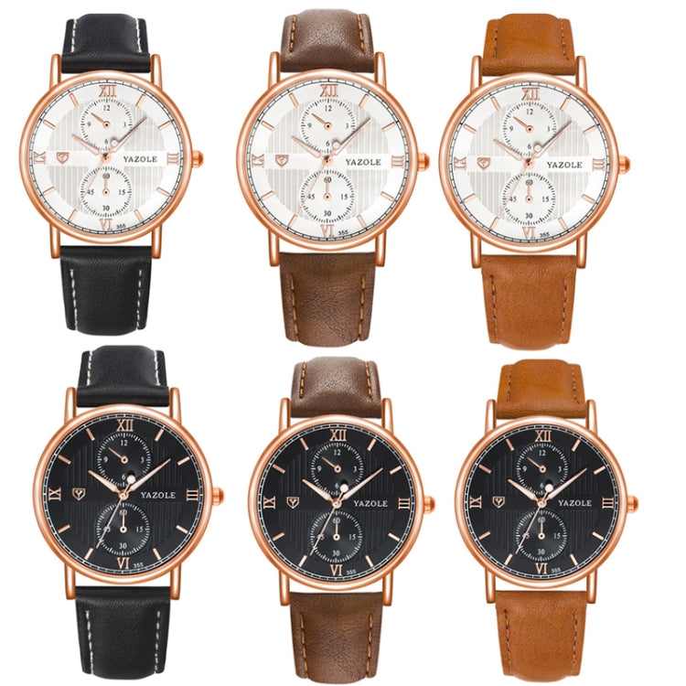YAZOLE 355 Two-eyes Luminous Business Men Quartz Watch, White Tray Black Belt, White Tray Brown Belt, Black Tray Black Belt, Black Tray Brown Belt, White Tray Light Brown Belt, Black Tray Light Brown Belt