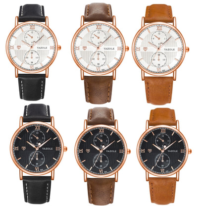 YAZOLE 355 Two-eyes Luminous Business Men Quartz Watch, White Tray Black Belt, White Tray Brown Belt, Black Tray Black Belt, Black Tray Brown Belt, White Tray Light Brown Belt, Black Tray Light Brown Belt