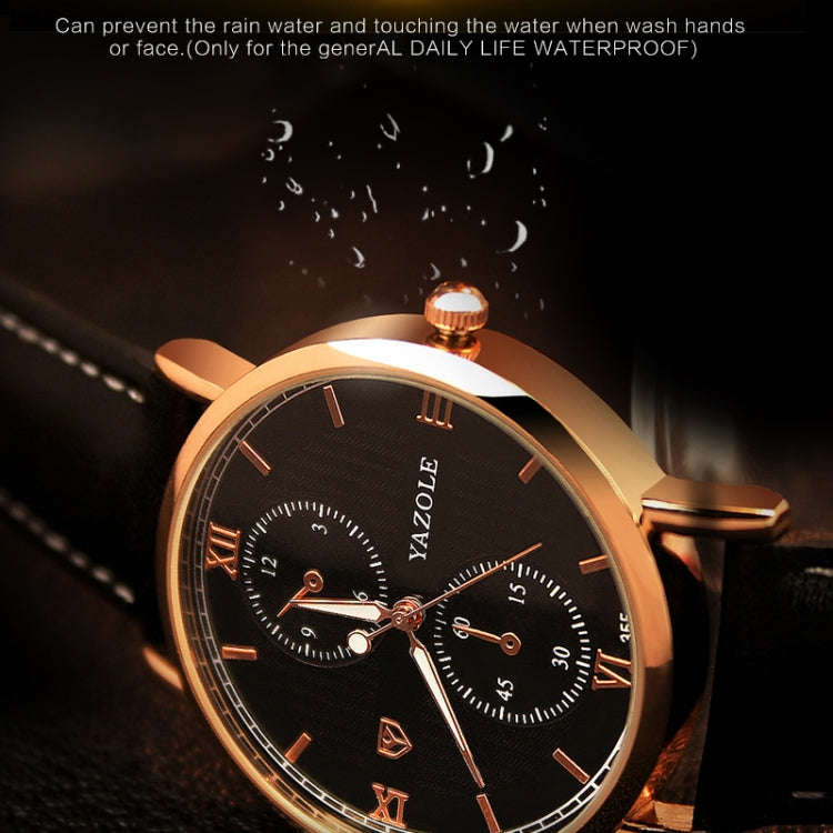 YAZOLE 355 Two-eyes Luminous Business Men Quartz Watch, White Tray Black Belt, White Tray Brown Belt, Black Tray Black Belt, Black Tray Brown Belt, White Tray Light Brown Belt, Black Tray Light Brown Belt