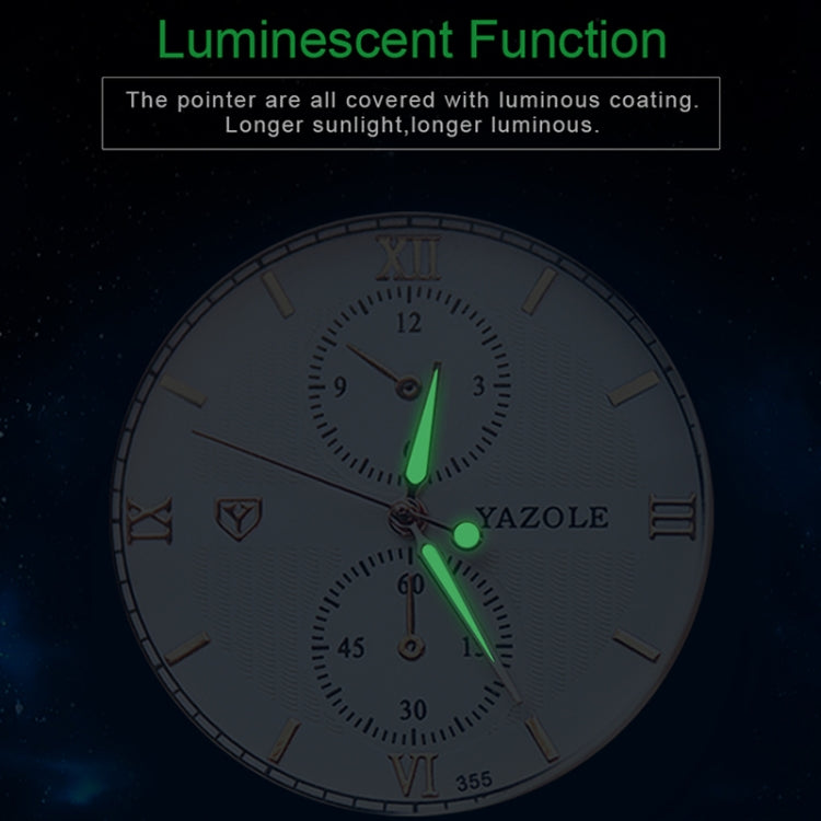 YAZOLE 355 Two-eyes Luminous Business Men Quartz Watch, White Tray Black Belt, White Tray Brown Belt, Black Tray Black Belt, Black Tray Brown Belt, White Tray Light Brown Belt, Black Tray Light Brown Belt