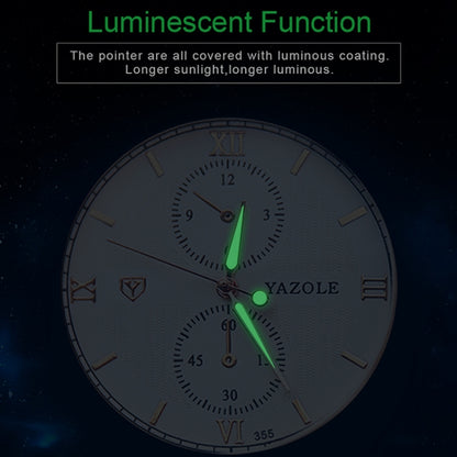 YAZOLE 355 Two-eyes Luminous Business Men Quartz Watch, White Tray Black Belt, White Tray Brown Belt, Black Tray Black Belt, Black Tray Brown Belt, White Tray Light Brown Belt, Black Tray Light Brown Belt