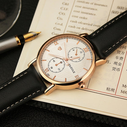 YAZOLE 355 Two-eyes Luminous Business Men Quartz Watch, White Tray Black Belt, White Tray Brown Belt, Black Tray Black Belt, Black Tray Brown Belt, White Tray Light Brown Belt, Black Tray Light Brown Belt