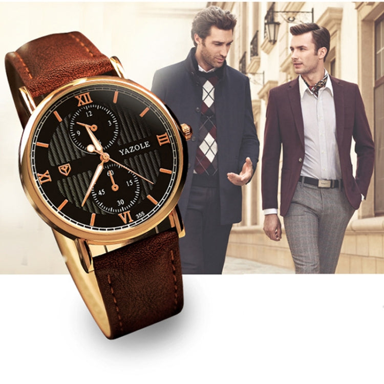 YAZOLE 355 Two-eyes Luminous Business Men Quartz Watch, White Tray Black Belt, White Tray Brown Belt, Black Tray Black Belt, Black Tray Brown Belt, White Tray Light Brown Belt, Black Tray Light Brown Belt