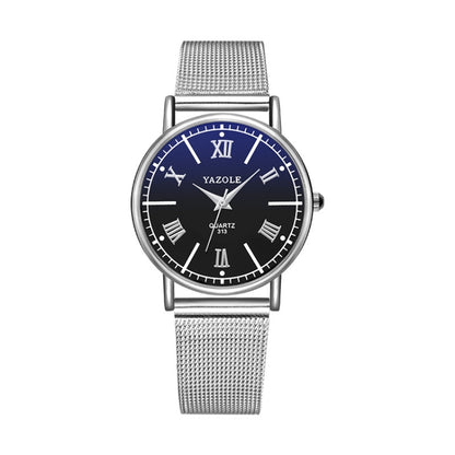 YAZOLE 313 Roman Numeral Dial Ladies Business Quartz Watch, Black Tray Black Belt, Black Tray Brown Belt, White Tray Black Belt, White Tray Brown Belt, Black Tray Silver Net Belt, White Tray Silver Net Belt