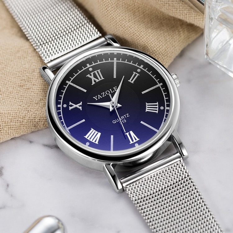 YAZOLE 313 Roman Numeral Dial Ladies Business Quartz Watch, Black Tray Black Belt, Black Tray Brown Belt, White Tray Black Belt, White Tray Brown Belt, Black Tray Silver Net Belt, White Tray Silver Net Belt