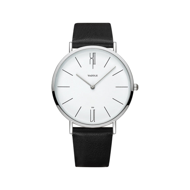 YAZOLE 506 Simple Large Scale Dial Men Business Quartz Watch, Silver Shell Black Tray Black Belt, Silver Shell White Tray Black Belt, Silver Shell Black Tray Brown Belt, Silver Shell White Tray Brown Belt, Black Shell Black Tray Black Belt