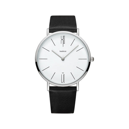 YAZOLE 506 Simple Large Scale Dial Men Business Quartz Watch, Silver Shell Black Tray Black Belt, Silver Shell White Tray Black Belt, Silver Shell Black Tray Brown Belt, Silver Shell White Tray Brown Belt, Black Shell Black Tray Black Belt