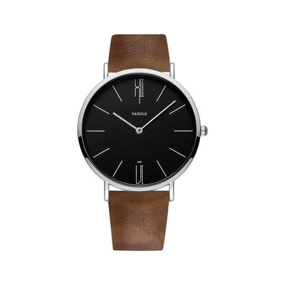YAZOLE 506 Simple Large Scale Dial Men Business Quartz Watch, Silver Shell Black Tray Black Belt, Silver Shell White Tray Black Belt, Silver Shell Black Tray Brown Belt, Silver Shell White Tray Brown Belt, Black Shell Black Tray Black Belt