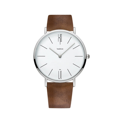 YAZOLE 506 Simple Large Scale Dial Men Business Quartz Watch, Silver Shell Black Tray Black Belt, Silver Shell White Tray Black Belt, Silver Shell Black Tray Brown Belt, Silver Shell White Tray Brown Belt, Black Shell Black Tray Black Belt