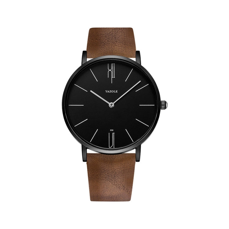 YAZOLE 506 Simple Large Scale Dial Men Business Quartz Watch, Silver Shell Black Tray Black Belt, Silver Shell White Tray Black Belt, Silver Shell Black Tray Brown Belt, Silver Shell White Tray Brown Belt, Black Shell Black Tray Black Belt