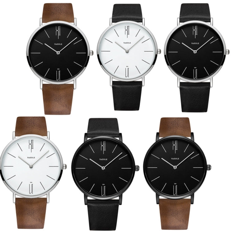 YAZOLE 506 Simple Large Scale Dial Men Business Quartz Watch, Silver Shell Black Tray Black Belt, Silver Shell White Tray Black Belt, Silver Shell Black Tray Brown Belt, Silver Shell White Tray Brown Belt, Black Shell Black Tray Black Belt