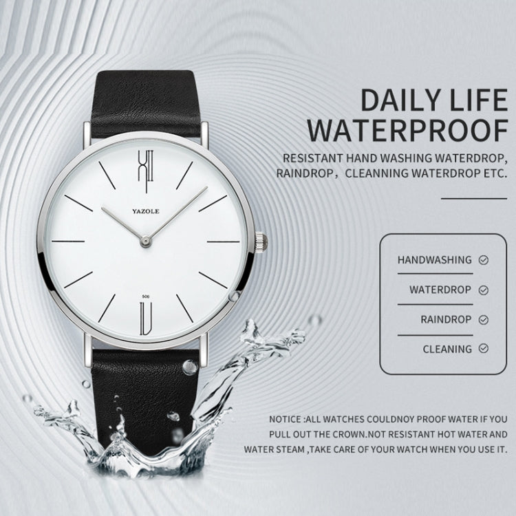 YAZOLE 506 Simple Large Scale Dial Men Business Quartz Watch, Silver Shell Black Tray Black Belt, Silver Shell White Tray Black Belt, Silver Shell Black Tray Brown Belt, Silver Shell White Tray Brown Belt, Black Shell Black Tray Black Belt