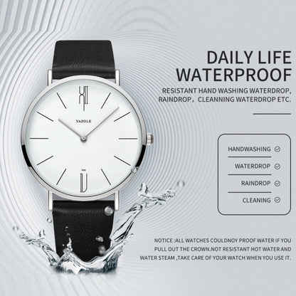 YAZOLE 506 Simple Large Scale Dial Men Business Quartz Watch, Silver Shell Black Tray Black Belt, Silver Shell White Tray Black Belt, Silver Shell Black Tray Brown Belt, Silver Shell White Tray Brown Belt, Black Shell Black Tray Black Belt