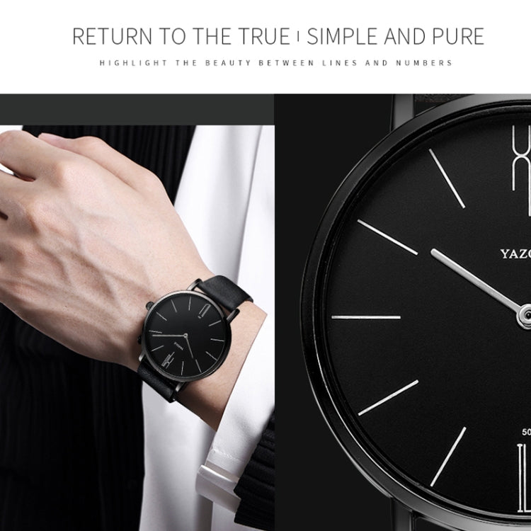 YAZOLE 506 Simple Large Scale Dial Men Business Quartz Watch, Silver Shell Black Tray Black Belt, Silver Shell White Tray Black Belt, Silver Shell Black Tray Brown Belt, Silver Shell White Tray Brown Belt, Black Shell Black Tray Black Belt