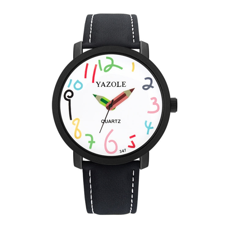 YAZOLE Personality Arabic Numeral Dial Student Watch Quartz Children Watch, 347 White Tray Black Belt, 347 White Tray Brown Belt, 347 Black Tray Black Belt, 347  Black Tray Brown Belt, 329 White Tray Black Belt, 329 White Tray Brown Belt