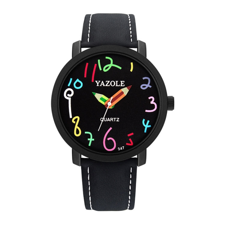 YAZOLE Personality Arabic Numeral Dial Student Watch Quartz Children Watch, 347 White Tray Black Belt, 347 White Tray Brown Belt, 347 Black Tray Black Belt, 347  Black Tray Brown Belt, 329 White Tray Black Belt, 329 White Tray Brown Belt