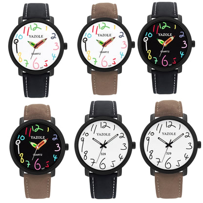 YAZOLE Personality Arabic Numeral Dial Student Watch Quartz Children Watch, 347 White Tray Black Belt, 347 White Tray Brown Belt, 347 Black Tray Black Belt, 347  Black Tray Brown Belt, 329 White Tray Black Belt, 329 White Tray Brown Belt