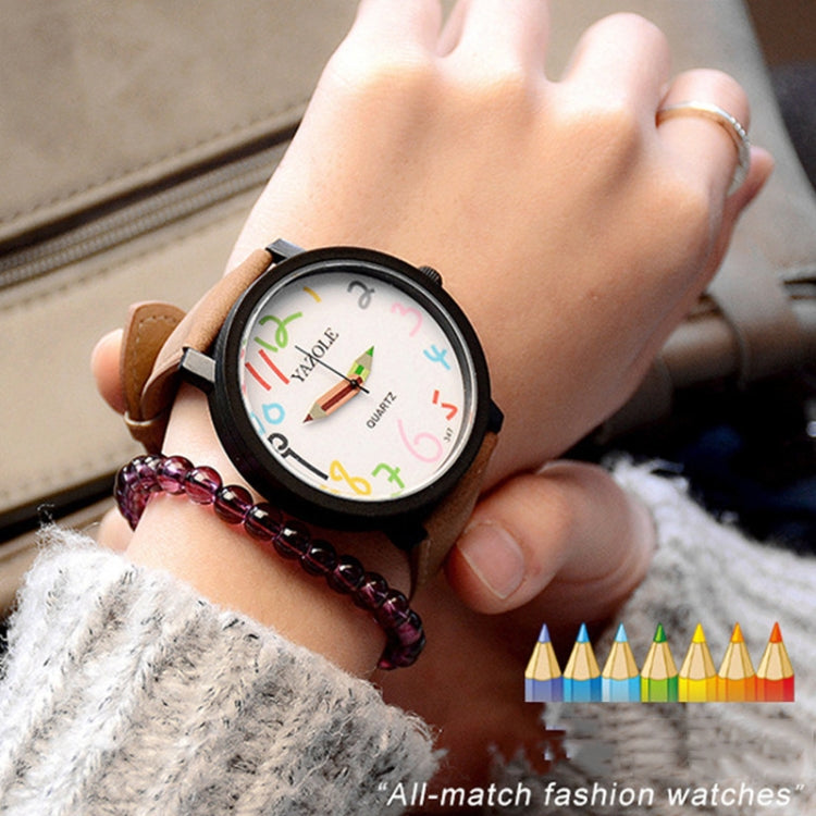 YAZOLE Personality Arabic Numeral Dial Student Watch Quartz Children Watch, 347 White Tray Black Belt, 347 White Tray Brown Belt, 347 Black Tray Black Belt, 347  Black Tray Brown Belt, 329 White Tray Black Belt, 329 White Tray Brown Belt